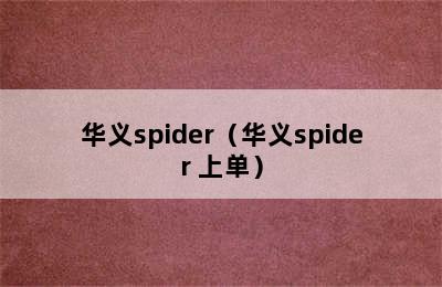 华义spider（华义spider 上单）